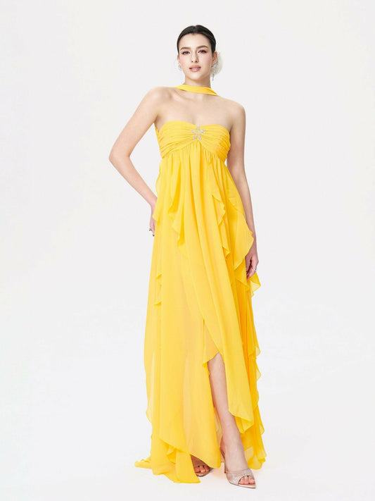 Nana Jacqueline Mariah Dress: Yellow Maxi Dress for Destination Wedding Yellow