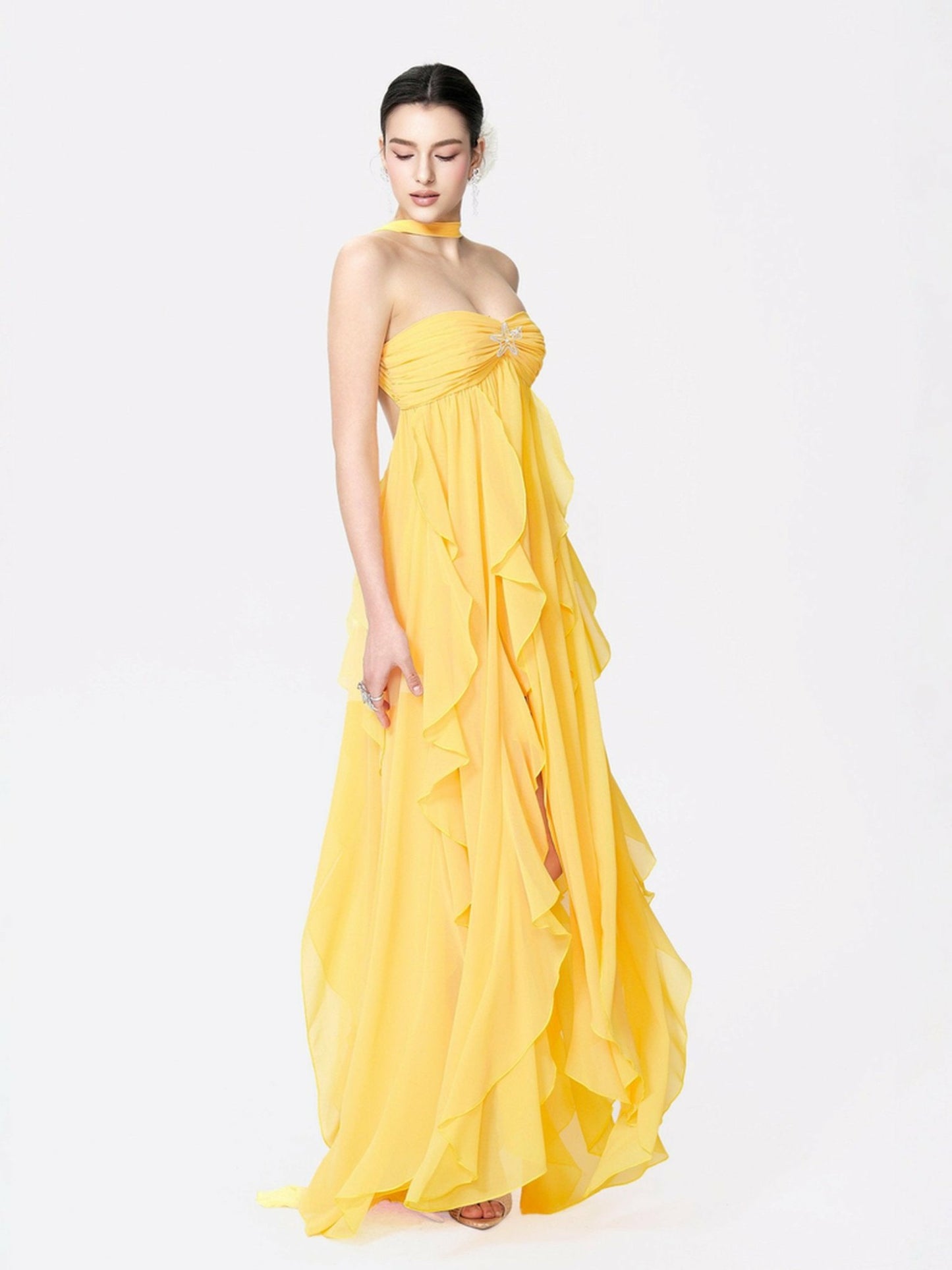 Nana Jacqueline Mariah Dress: Yellow Maxi Dress for Destination Wedding Yellow