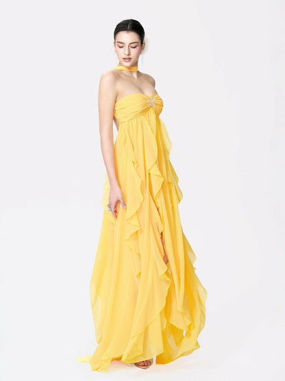 Nana Jacqueline Mariah Dress: Yellow Maxi Dress for Destination Wedding Yellow