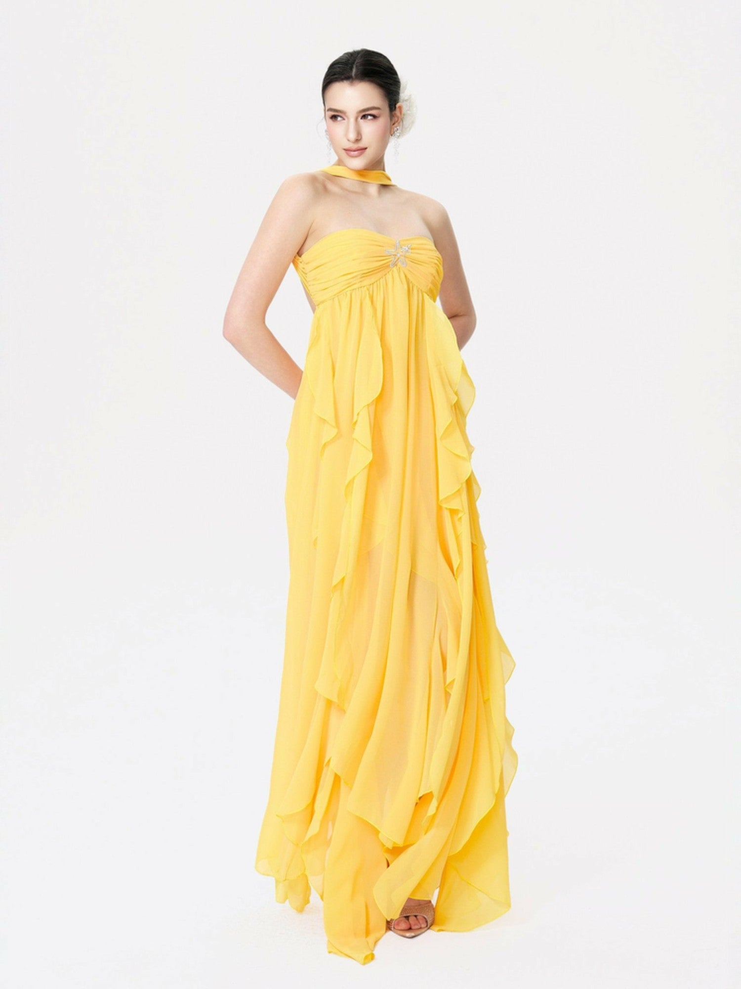Nana Jacqueline Mariah Dress: Yellow Maxi Dress for Destination Wedding Yellow