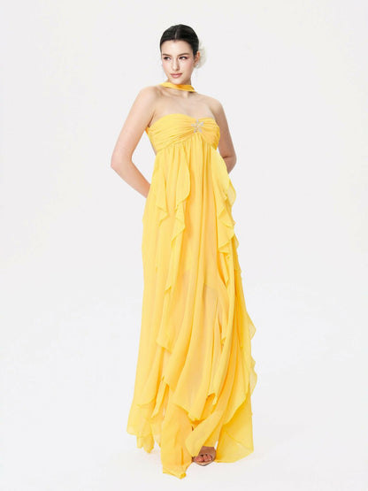Nana Jacqueline Mariah Dress: Yellow Maxi Dress for Destination Wedding Yellow