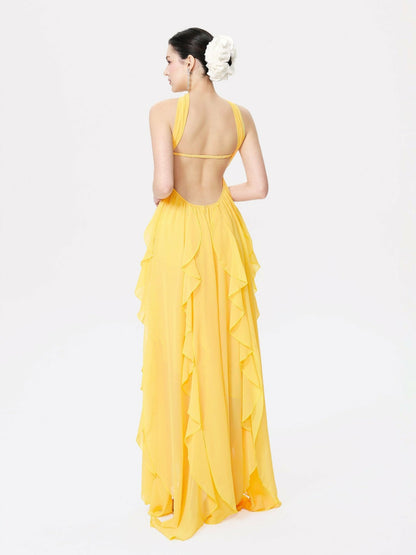 Nana Jacqueline Mariah Dress: Yellow Maxi Dress for Destination Wedding Yellow
