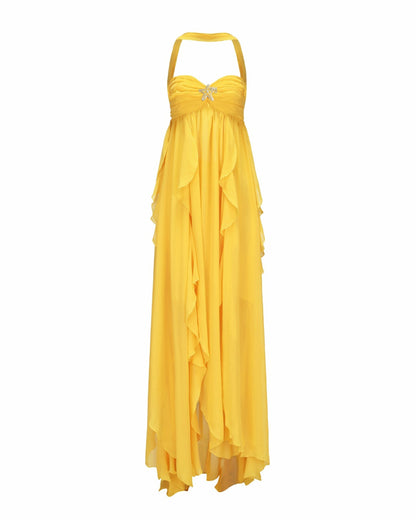 Nana Jacqueline Mariah Dress: Yellow Maxi Dress for Destination Wedding Yellow