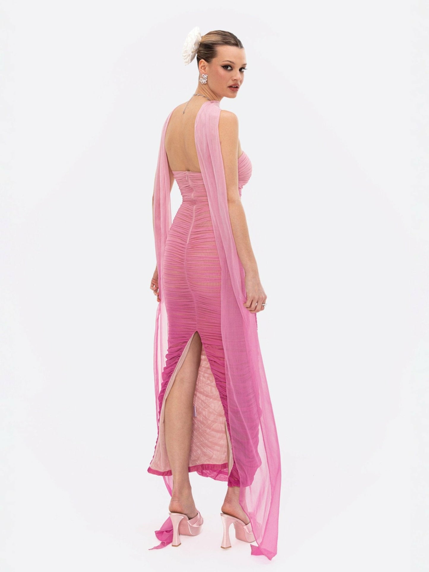 Nana Jacqueline Juliet Dress: Pink Midi Dress for Cocktail Party Pink