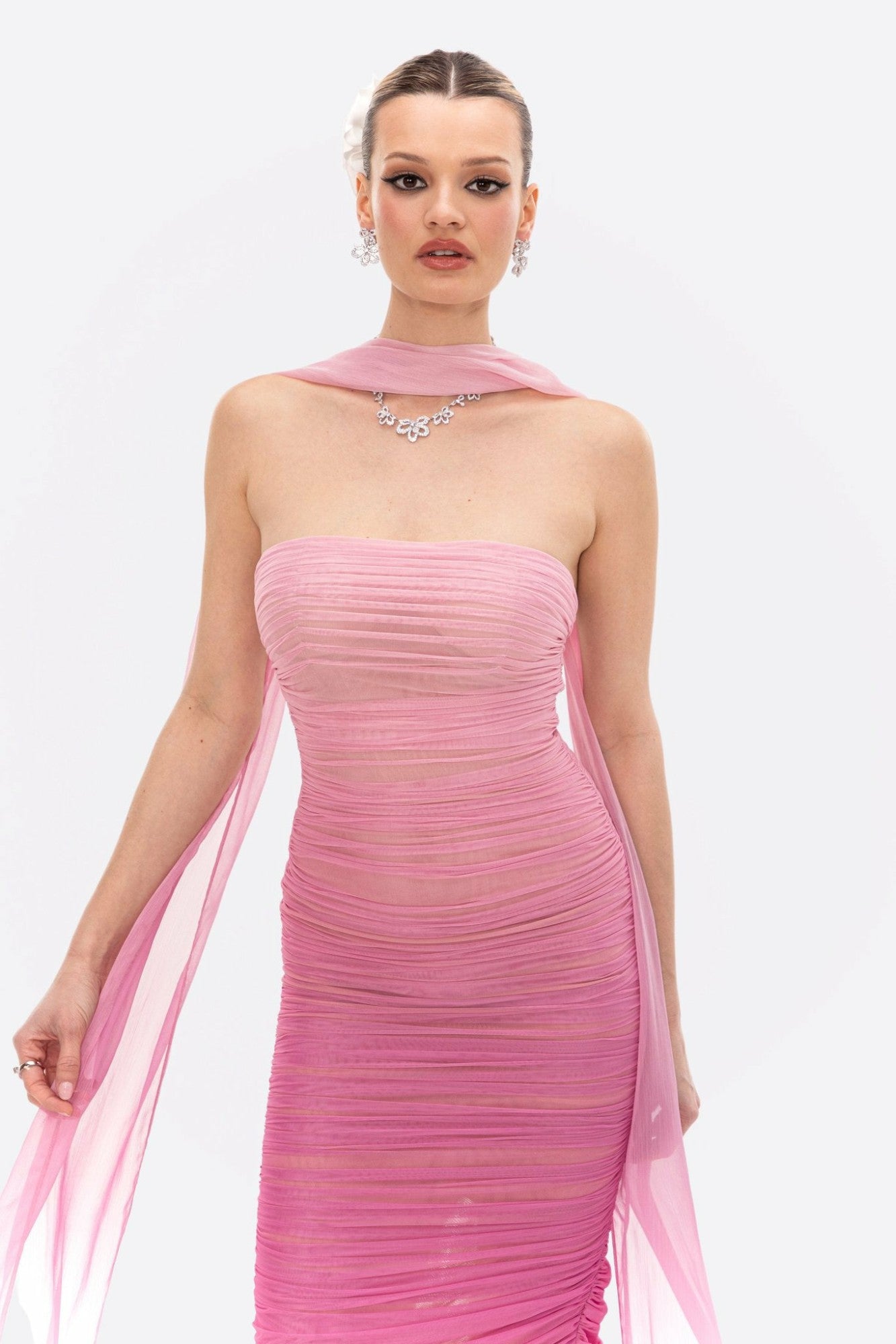 Nana Jacqueline Juliet Dress: Pink Midi Dress for Cocktail Party Pink