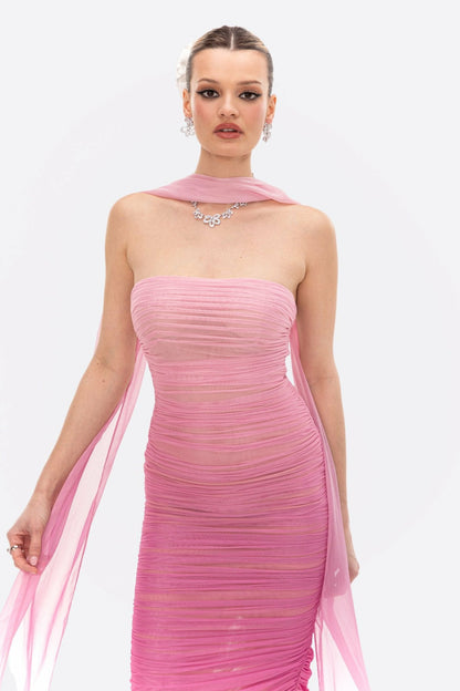 Nana Jacqueline Juliet Dress: Pink Midi Dress for Cocktail Party Pink