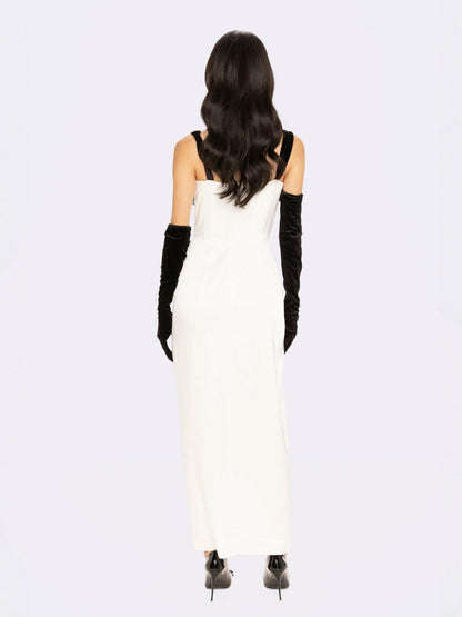 Nana Jacqueline Grace Bow Maxi Dress: White Maxi Dress for Rehearsal Dinner White