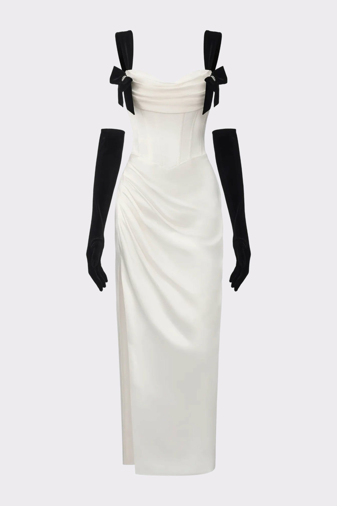 Nana Jacqueline Grace Bow Maxi Dress: White Maxi Dress for Rehearsal Dinner White