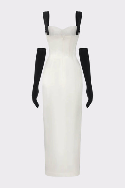 Nana Jacqueline Grace Bow Maxi Dress: White Maxi Dress for Rehearsal Dinner White