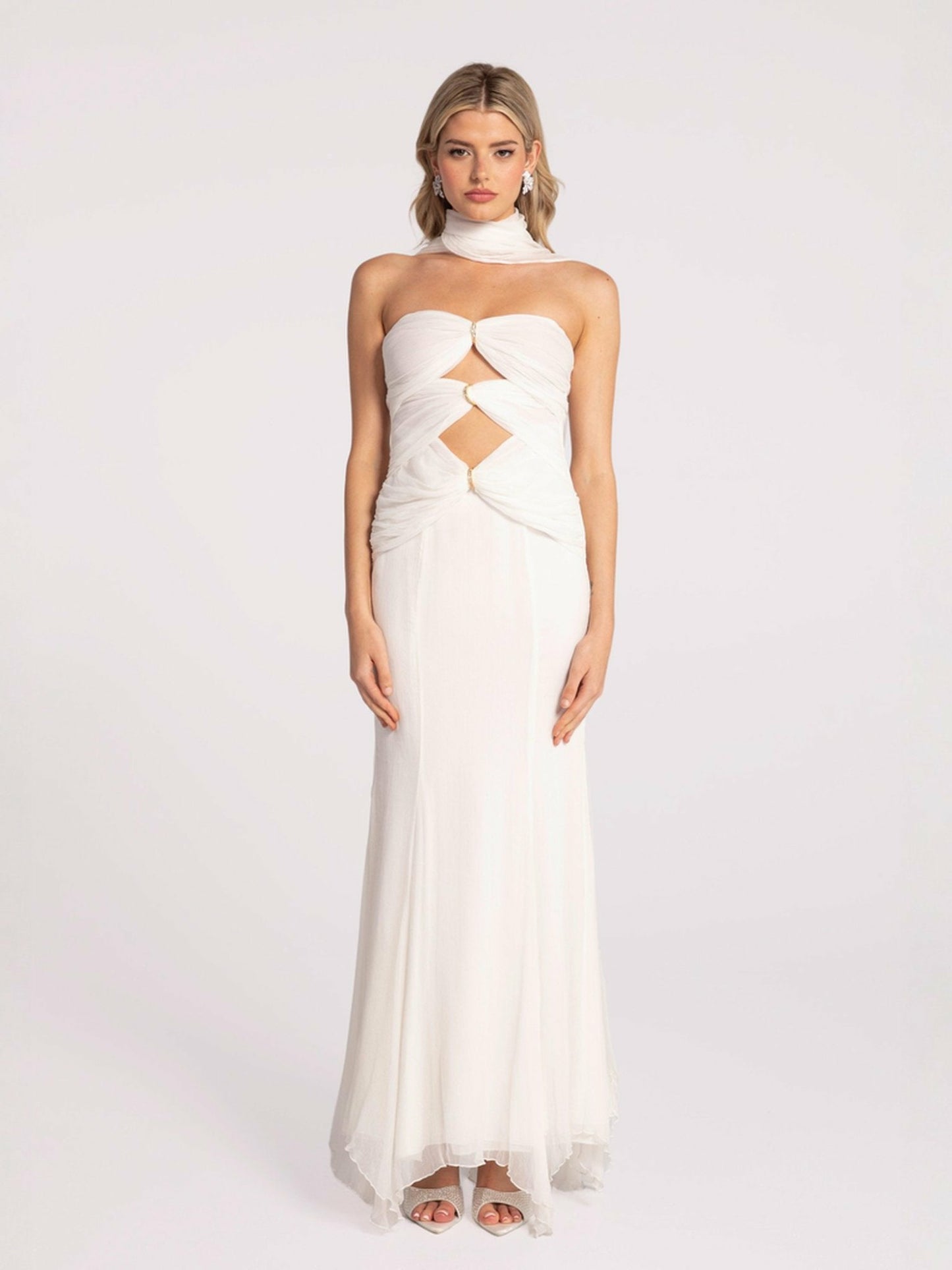 Nana Jacqueline Cassandra Dress: White Maxi Dress for Rehearsal Dinner White