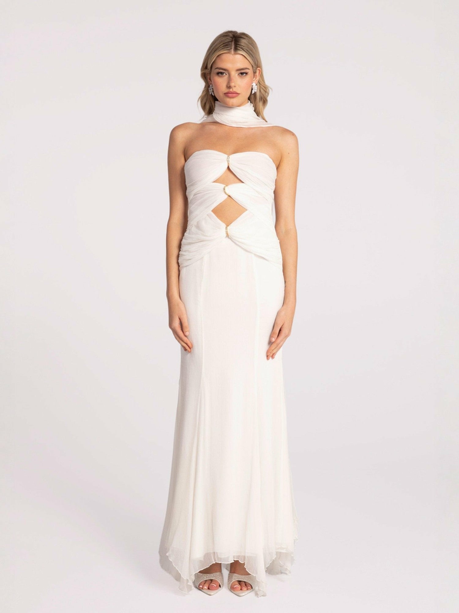 Nana Jacqueline Cassandra Dress: White Maxi Dress for Rehearsal Dinner White