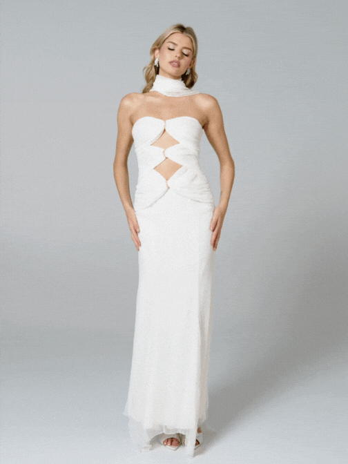 Nana Jacqueline Cassandra Dress: White Maxi Dress for Rehearsal Dinner White