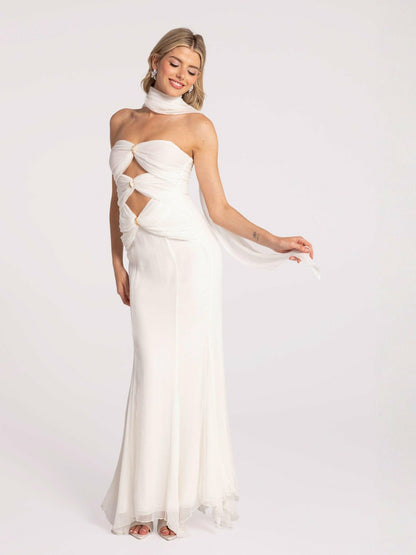 Nana Jacqueline Cassandra Dress: White Maxi Dress for Rehearsal Dinner White