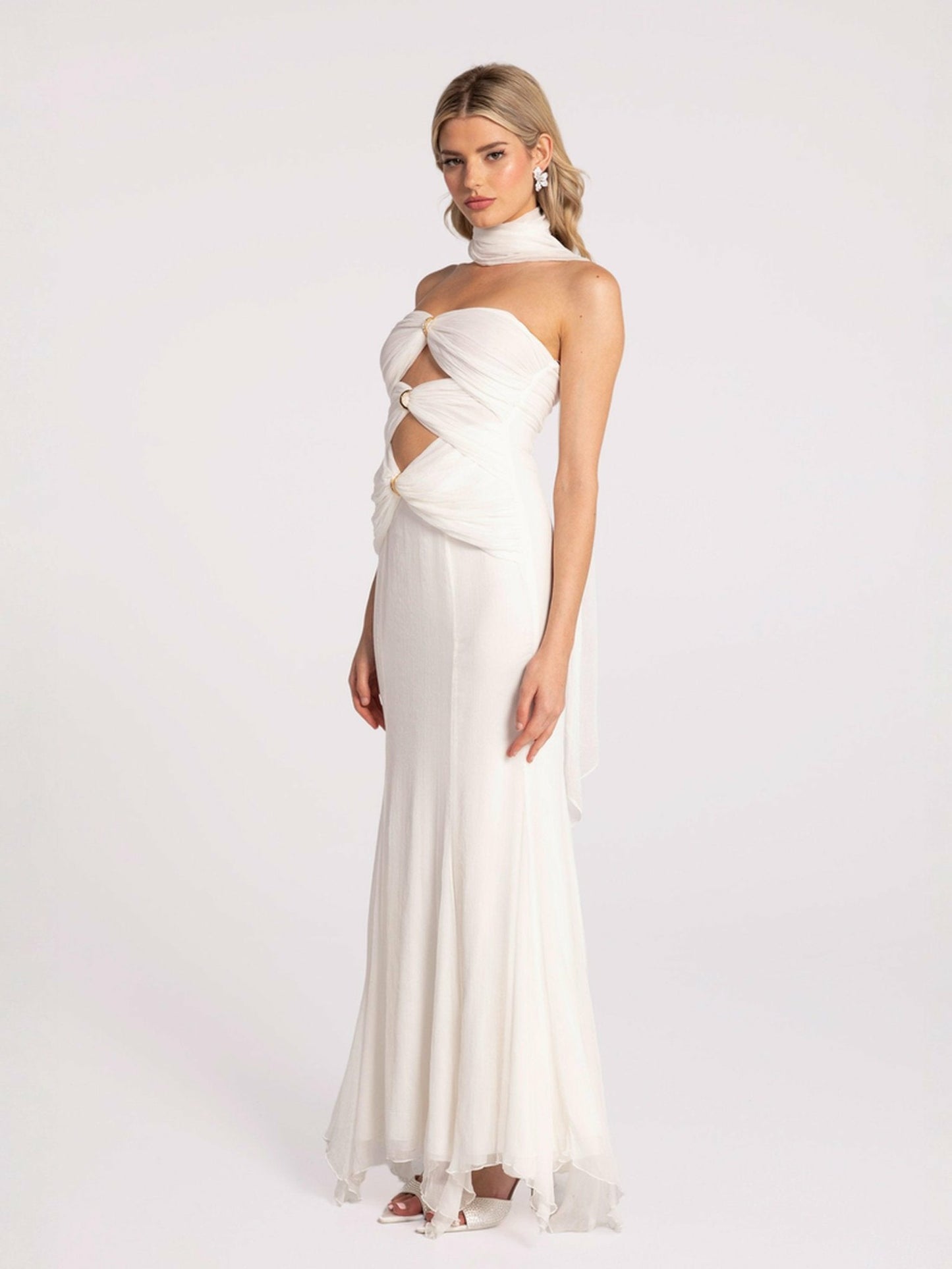 Nana Jacqueline Cassandra Dress: White Maxi Dress for Rehearsal Dinner White