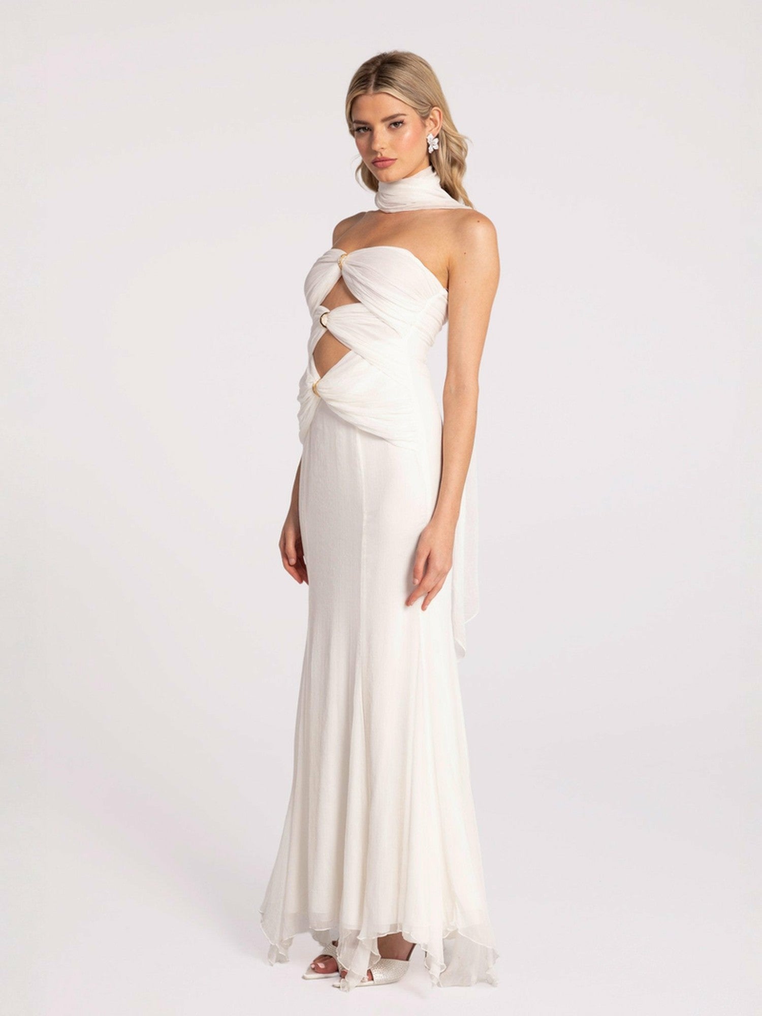 Nana Jacqueline Cassandra Dress: White Maxi Dress for Rehearsal Dinner White