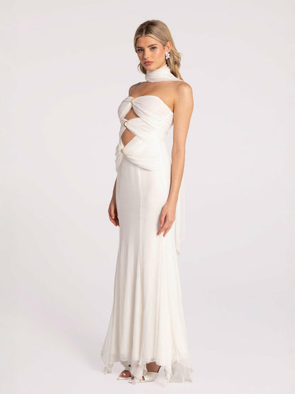 Nana Jacqueline Cassandra Dress: White Maxi Dress for Rehearsal Dinner White