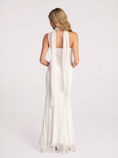 Nana Jacqueline Cassandra Dress: White Maxi Dress for Rehearsal Dinner White