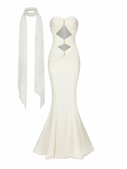 Nana Jacqueline Cassandra Dress: White Maxi Dress for Rehearsal Dinner White