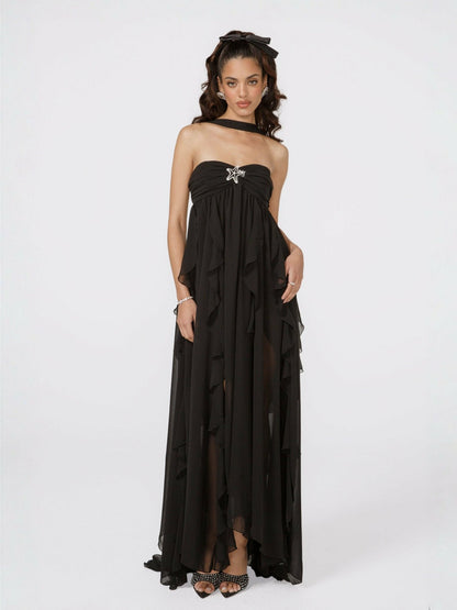Nana Jacqueline Mariah Dress: Black Maxi Dress for Formal Wedding Guest Black