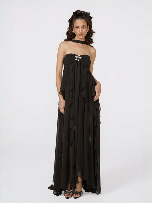 Nana Jacqueline Mariah Dress: Black Maxi Dress for Formal Wedding Guest Black