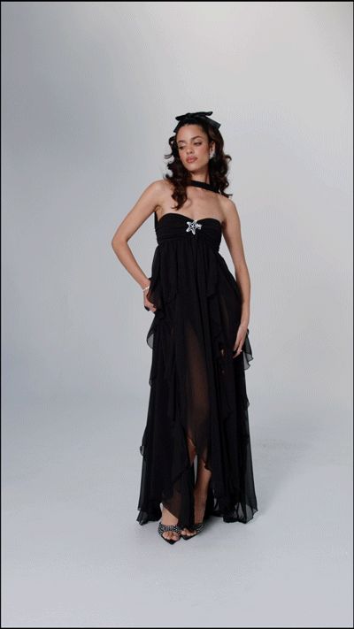 Nana Jacqueline Mariah Dress: Black Maxi Dress for Formal Wedding Guest Black