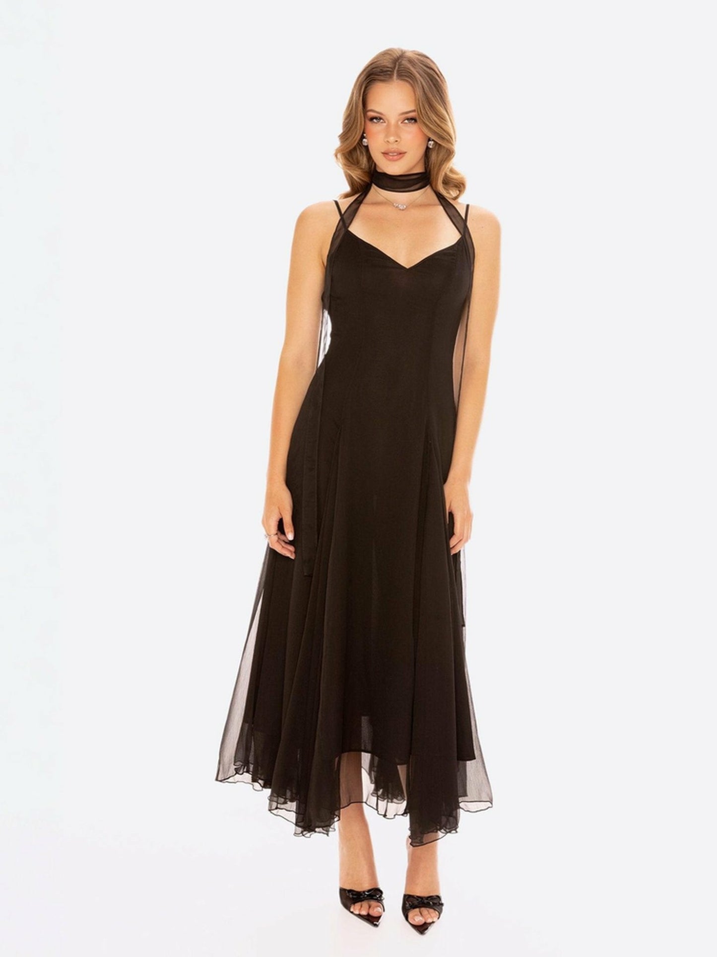Nana Jacqueline Irena Dress: Black Maxi Dress for Formal Wedding Guest Black