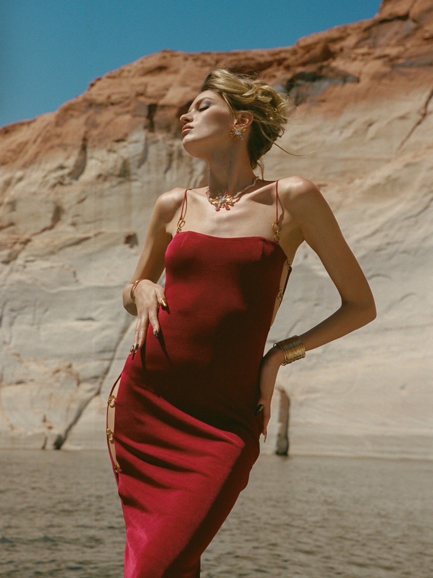 Nana Jacqueline Adeline Dress: Red Maxi Dress for Date Night Red