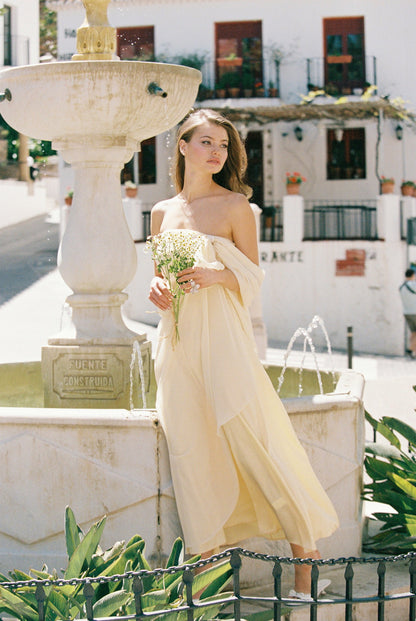 Nana Jacqueline Lindsey Dress: Yellow Maxi Dress for Garden Wedding Guest Yellow