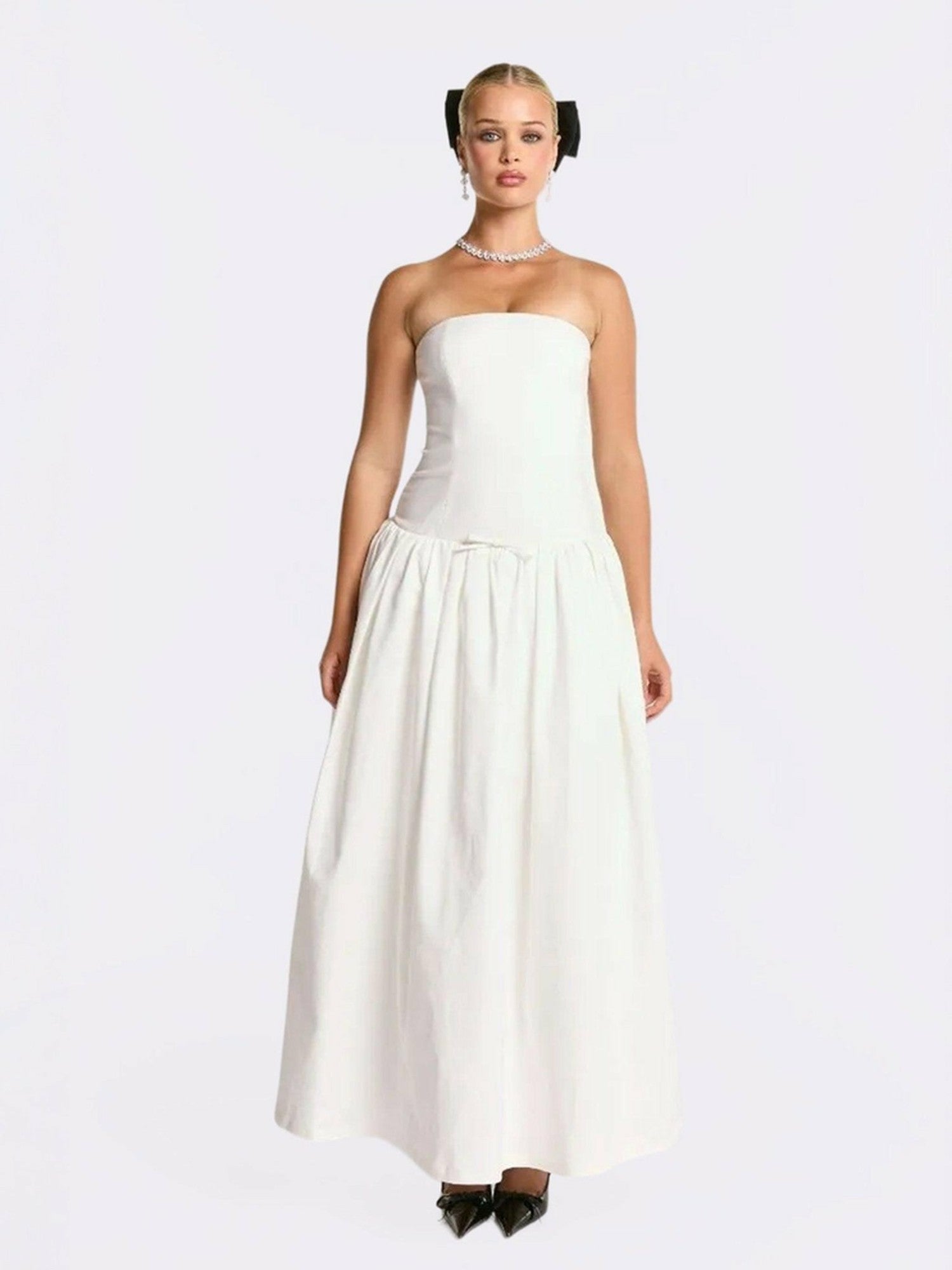 Nana Jacqueline Brittany Dress: White Maxi Dress for Bridal Shower White