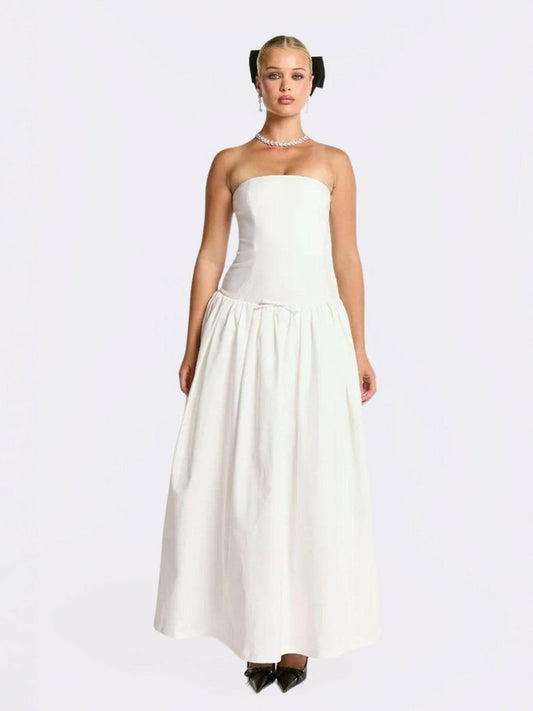 Nana Jacqueline Brittany Dress: White Maxi Dress for Bridal Shower White