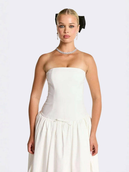 Nana Jacqueline Brittany Dress: White Maxi Dress for Bridal Shower White