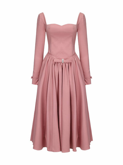 Nana Jacqueline Bernadette Dress: Pink Midi Dress for Garden Party Pink