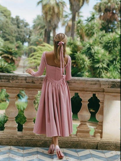 Nana Jacqueline Bernadette Dress: Pink Midi Dress for Garden Party Pink