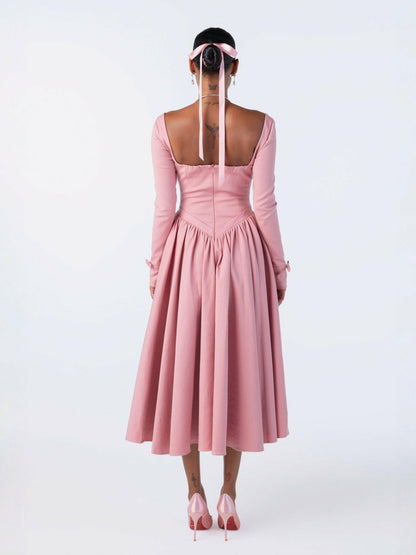 Nana Jacqueline Bernadette Dress: Pink Midi Dress for Garden Party Pink