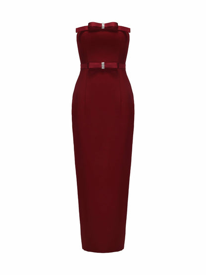 Nana Jacqueline Demi Bow Dress: Red Midi Dress for Cocktail Party Red