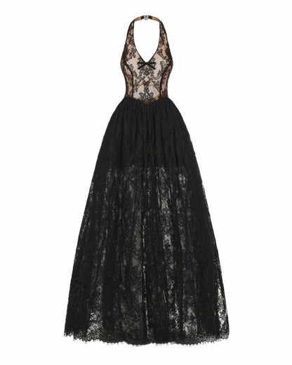 Nana Jacqueline Mirelle Lace Maxi Dress: Black Maxi Dress for Formal Wedding Guest Black