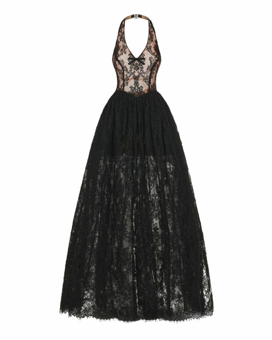 Nana Jacqueline Mirelle Lace Maxi Dress: Black Maxi Dress for Formal Wedding Guest Black