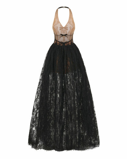 Nana Jacqueline Mirelle Lace Maxi Dress: Black Maxi Dress for Formal Wedding Guest Black