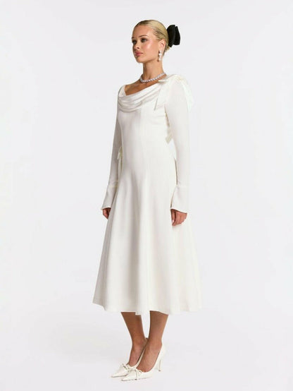 Nana Jacqueline Giselle Dress: White Midi Dress for Bridal Shower White
