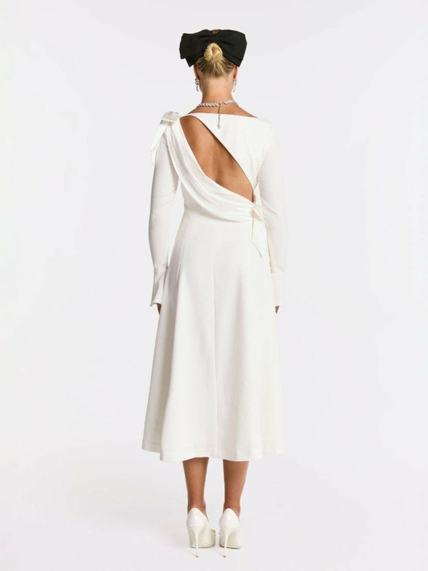 Nana Jacqueline Giselle Dress: White Midi Dress for Bridal Shower White