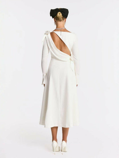 Nana Jacqueline Giselle Dress: White Midi Dress for Bridal Shower White