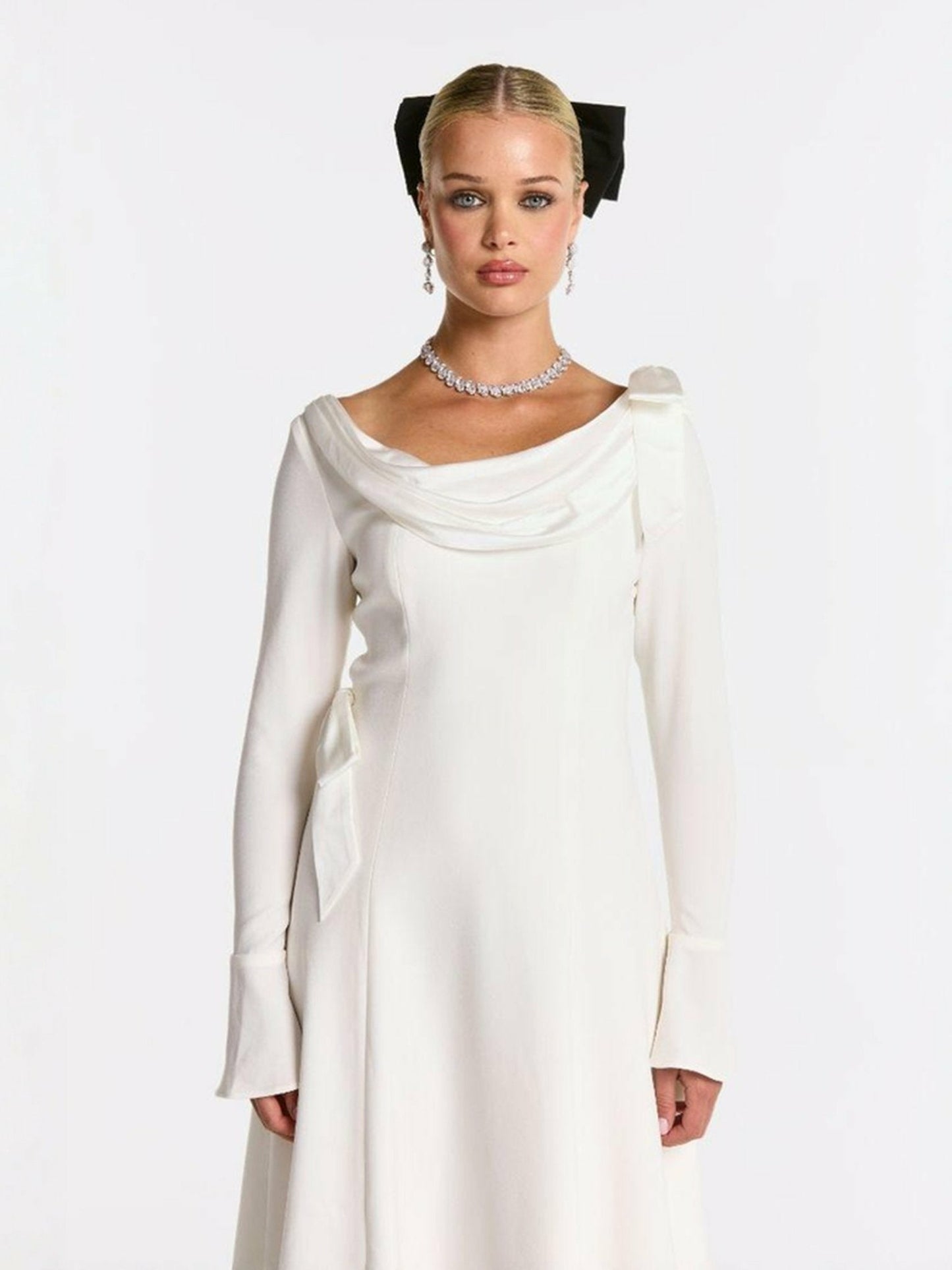 Nana Jacqueline Giselle Dress: White Midi Dress for Bridal Shower White