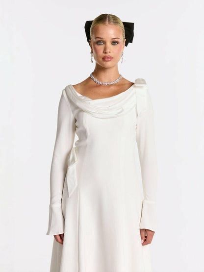 Nana Jacqueline Giselle Dress: White Midi Dress for Bridal Shower White