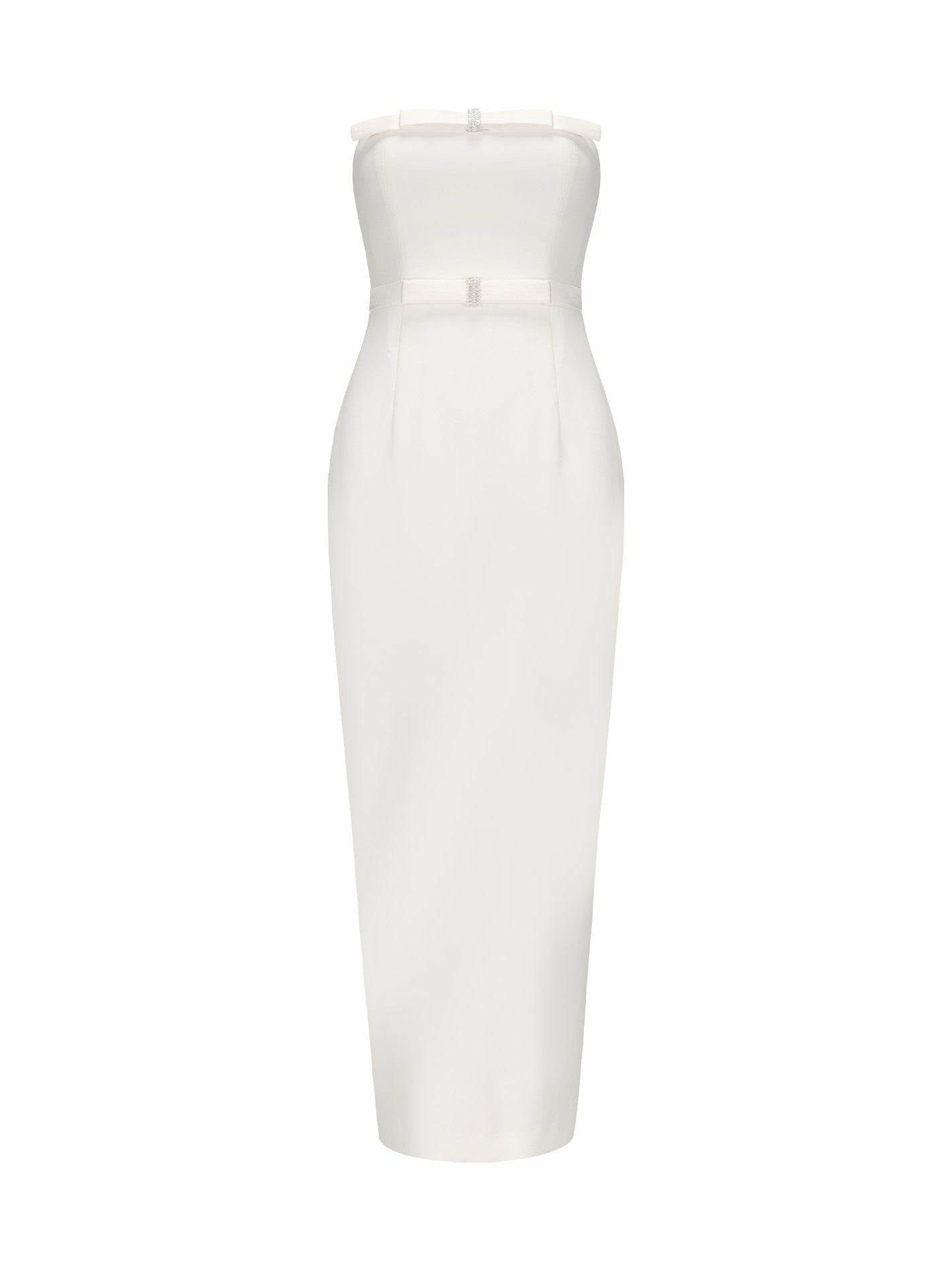 Nana Jacqueline Demi Bow Dress: White Midi Dress for Bridal Shower White