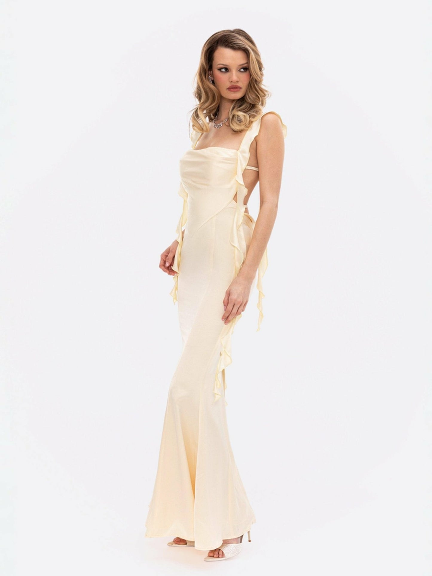Nana Jacqueline Caroline Dress: Yellow Maxi Dress for Garden Wedding Guest Yellow