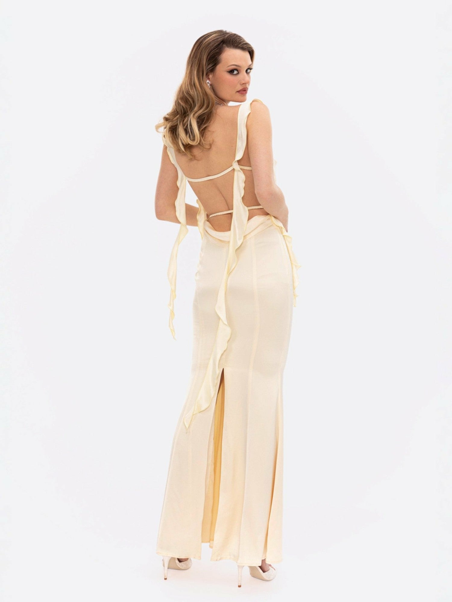 Nana Jacqueline Caroline Dress: Yellow Maxi Dress for Garden Wedding Guest Yellow