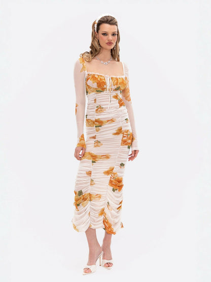 Nana Jacqueline Florentina Dress: Floral Midi Dress for Garden Party Floral