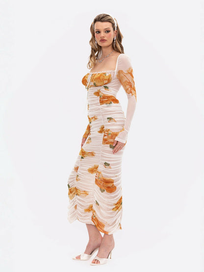 Nana Jacqueline Florentina Dress: Floral Midi Dress for Garden Party Floral