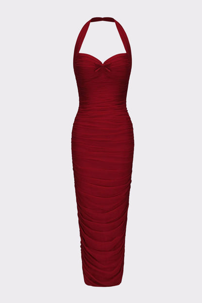 Nana Jacqueline Francesca Dress: Red Midi Dress for Cocktail Party Red