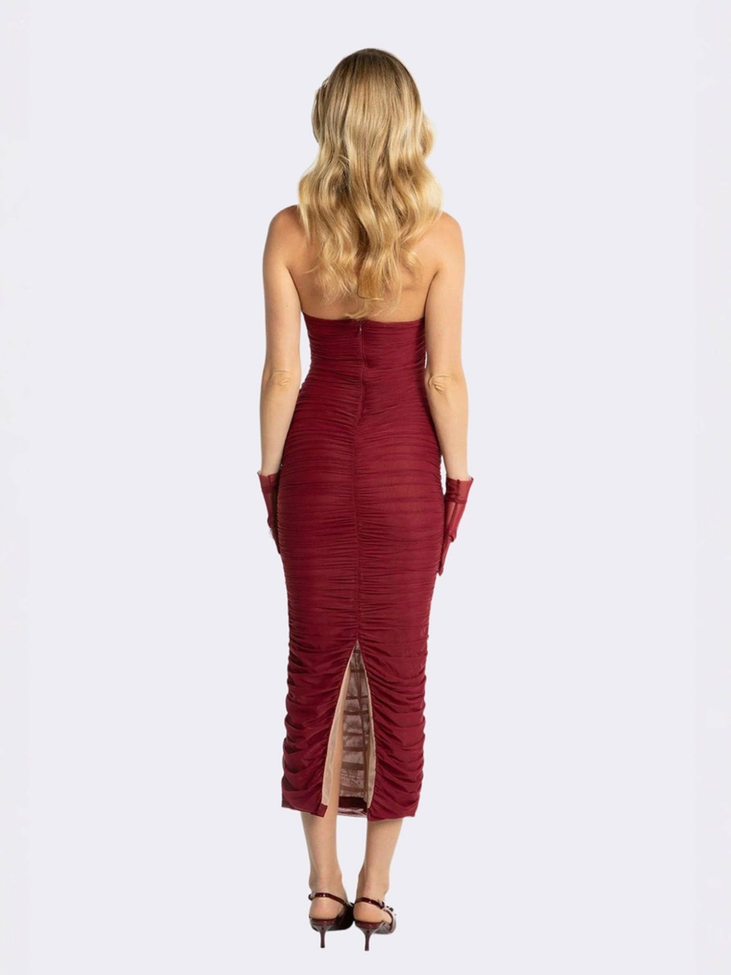 Nana Jacqueline Francesca Dress: Red Midi Dress for Cocktail Party Red